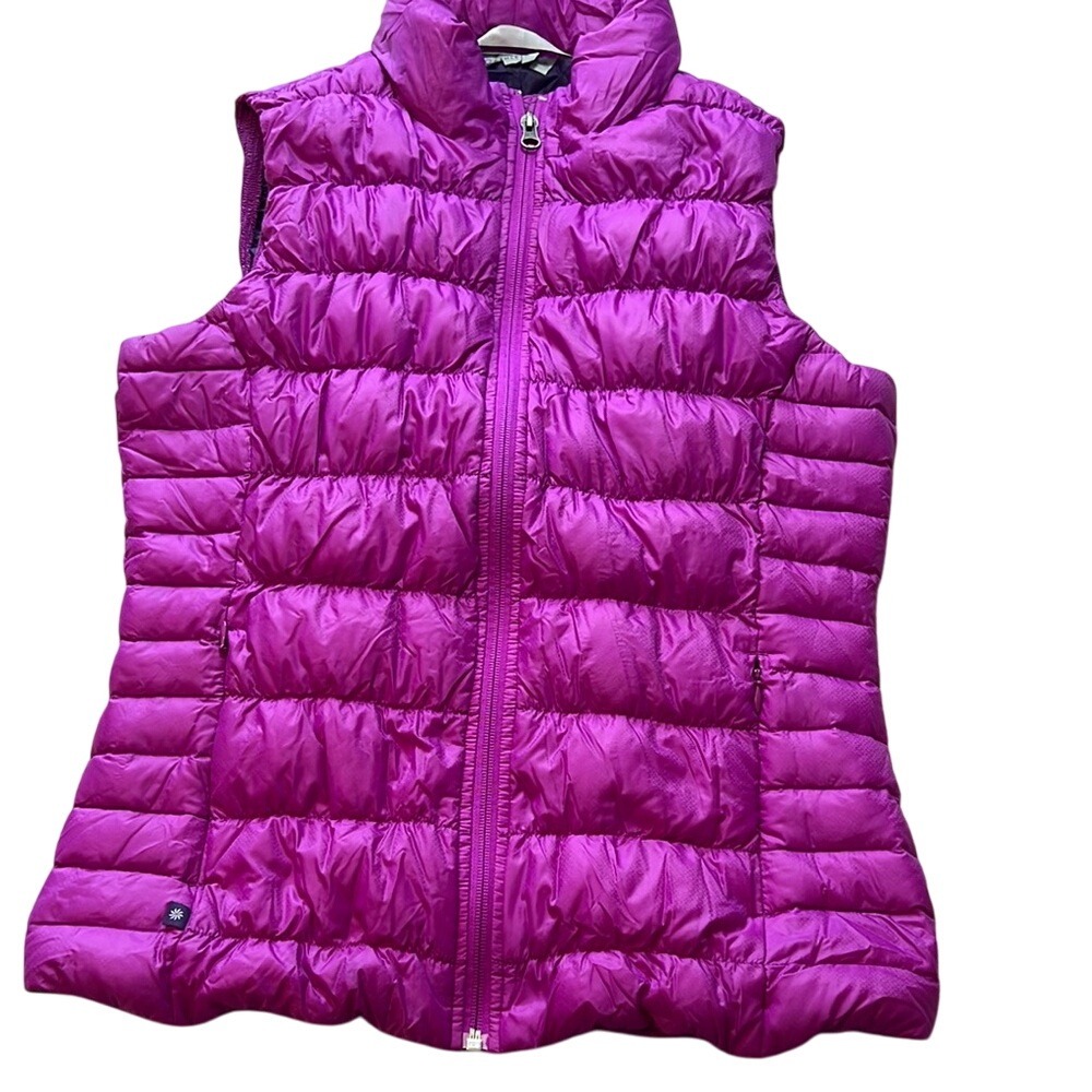 Athleta Down Puffer Vest Lightweight Packable Purple Padded Gilet Size M‎